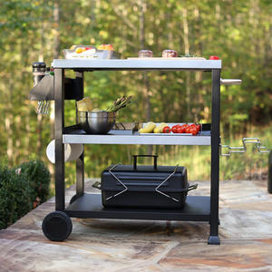 JH-carrito de acero inoxidable para cocina y Patio, carrito con soporte de 2 capas para exteriores - Product Image 5