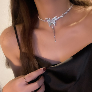 Luxe Zircon <span class=keywords><strong>Bowknot</strong></span> couches goutte d'eau collier femmes mode papillon chaîne charme géométrique collier pour cadeau mariage - Product Image 5