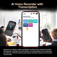Lecteur MP3 V78AI avec IA, Enregistreur Vocal, Reconnaissance Vocale et Résumation, Contrôle via Application Mobile Bluetooth, Écran Tactile