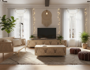 Meuble TV antique, buffet, armoire de rangement en bois sculpté à la <span class=keywords><strong>main</strong></span>, style traditionnel rustique, coffre de rangement - Product Image 2