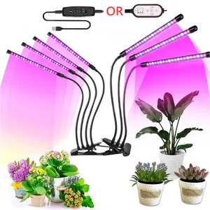 Hot 5V USB 400-800nM dimmerabile portatile a spettro completo 4 teste 40W Dimming floor indoor LED Plant lamp Grow Light