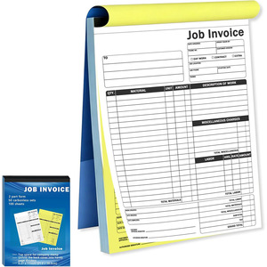 50 sets de formulaires de commande de travail en 2 exemplaires autocopiants avec système de détachement rapide, carnet de factures et de reçus - Product Image 1