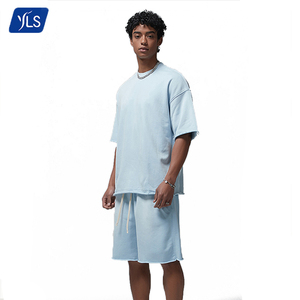 YLS 2024, ropa de verano para hombre, 360G, Camiseta holgada deportiva de felpa francesa y pantalones cortos, conjunto de chándal de gran tamaño, conjuntos de 2 piezas para hombre - Product Image 1