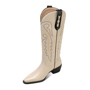 <span class=keywords><strong>Stivali</strong></span> bianchi <span class=keywords><strong>Color</strong></span> <span class=keywords><strong>crema</strong></span> al ginocchio con asta ricamata e <span class=keywords><strong>stivali</strong></span> a molla per aumentare il Comfort - Product Image 3