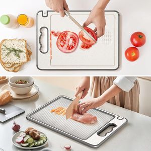 Double-sided Stainless Steel Cutting Board 8mm Rectangle Antibacterial Kitchen Food Grade PP Wheat Straw Material - Product Image 4