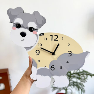 Orologio <span class=keywords><strong>da</strong></span> <span class=keywords><strong>Parete</strong></span> Analogico al Quarzo con Lancette Silenziose, Design Cucciolo Carino, per Soggiorno - Product Image 1