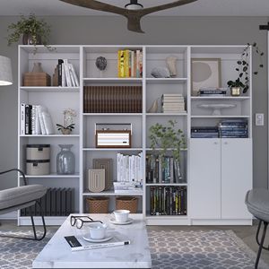 Juego de Sala de Estar Clawson de 4 Piezas con 4 Librerías Blancas y Estantes para Libros - Product Image 3