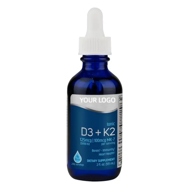 Oem/Odm Vloeibare Ionische Vitamine D3 + K2 | 125 Mcg (5,000 Iu) D3, 100 Mcg K2 | Geconcentreerd Voedingssupplement Voor Sterke Botten