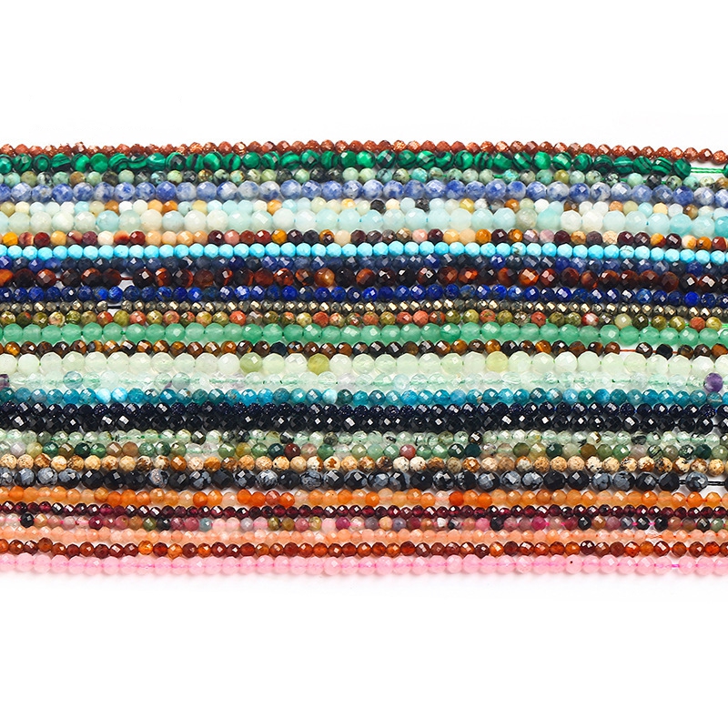 Wholesale 3mm Gemstone Faceted Beads Loose Round Natural Faceted Crystal Stone Beads for Jewelry Making