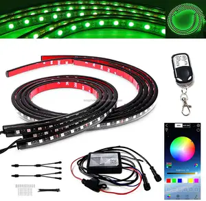 Kingshowstar Car Underglow Neon Lights, 4PCS Upgrade Multi-Color LED Underbody Strip Light Kit with APP & RF Control Waterproof
