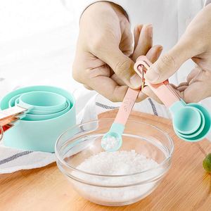 Home Gadgets 8 Pieces Baking Tool Plastic Measuring Cups and Spoons Set <b>Liquid</b> Powder <b>Coffee</b> Measuring Cup Set - Product Image 2