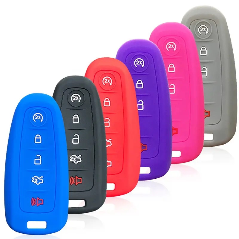 Remote Key Cover Fob Silicone Car Key Case For Ford Edge Escape Explorer Focus LINCOLN MKS MKT MKX MKZ Entry Smart Shell Jacket