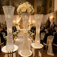 Support de fleurs moderne en verre cristal doré et argenté, à plusieurs niveaux, pour mariage, table, ornement, fête, événement, décoration intérieure