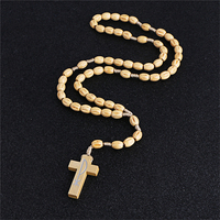 Vente chaude Chapelet En Bois Perles Colliers Jésus Catholique Religieux Chapelet Colliers pour Prier Bijoux En Gros RN-029