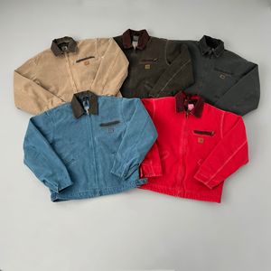 Áo khoác nam chất liệu canvas nâu dày dặn, lót vải bố, kiểu dáng hộp, ngắn, có khóa kéo, logo, thiết kế cũ kỹ, màu phai, giặt mài. - Product Image 4