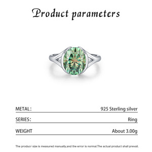 S925 <b>Silver</b> Niche Luxury Green Gemstone <b>Silver</b> <b>Ring</b> Elegant Oval CZ <b>Solitaire</b> Promise Band Statement Band for Women - Product Image 2
