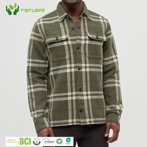 เสื้อเชิ้ตแขนยาวผ้าแฟลนเนลลายสก็อตคอตั้งสไตล์วินเทจรักษ์โลกสำหรับผู้ชาย ผลิตจากผ้าฝ้าย 100% เหมาะสำหรับใส่ทำงานในฤดูใบไม้ร่วง รับผลิตแบบ ODM - Product Image 1