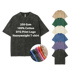 Hochwertiges einfarbiges vintage Logo kundenspezifisches hängende Schultern T-Shirt Säuregewaschenes T-Shirt Übergröße T-Shirt Mann