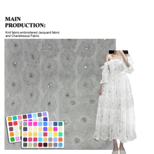 Tela de Encaje Bordada con Lentejuelas de Flores Blancas 100% Poliéster de Alta Calidad a Precio de Mayoreo Económico para Vestidos y Bolsos de <span class=keywords><strong>Mujer</strong></span> - Product Image 1
