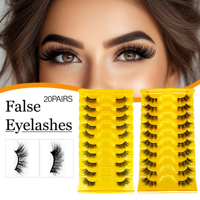 Faux cils à bande complète à pointe affûtée, bande noire fine, effet naturel, réutilisables, pour salon de maquillage, vente en gros, usine