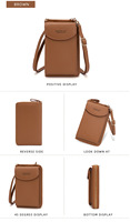Tas Selempang Kapasitas Besar Baellerry Wanita, Dompet Ponsel RFID Layar Sentuh, Tas Selempang Mini Flap Wanita