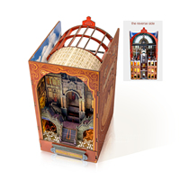 Kit DIY Diorama de Gare Ferroviaire en Bois avec Éclairage LED Chaleureux, Décoration d'Étagère, Modèle Cadeau pour Adultes et Adolescents