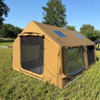 14 ㎡   Tente de camping gonflable 600D, tente de camping portable de luxe pour les aventures en plein air, avec cheminée, imperméable