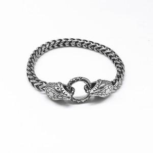 Yunnique Pulsera de cadena con cabeza de serpiente, plata tibetana, unisex, diseño de animales, joyería de regalo - Product Image 1