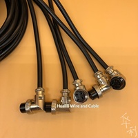 Teknologi Elektronik Huali Konektor Penerbangan 16M yang Dipasang di Kabel GX16-2-3-4P Soket Kabel 7-Core dengan Sudut Lengkung 90 Derajat.