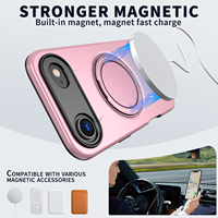 Coque de téléphone portable magnétique antichoc de luxe avec protection à 360° °   Support de Bague pour iPhone Air 17 Pro Max 16 Plus