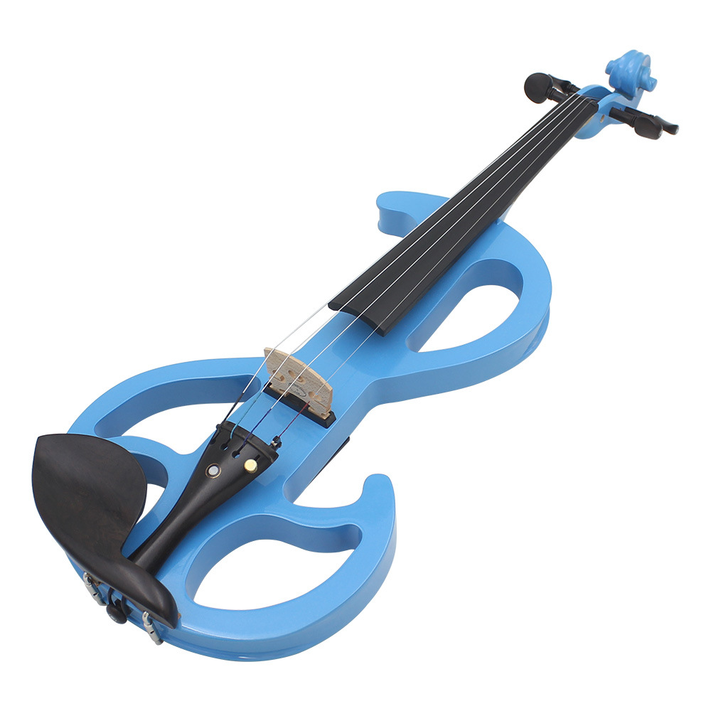 Adult Blue Electroacoustic Solid Wood Violin Wholesale Electric Violin with Maple Back/Side Material