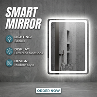 Miroir de salle de bain d'hôtel moderne éclairé par LED, miroir de vanité rétroéclairé avec capteur tactile, 3 couleurs réglables, anti-buée, pour salle de bain et douche