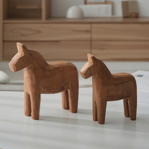 Dala Wooden Horse Set Of 2 Handmade <b>Pine</b> Tabletop Decor Nordic Style Animal Figure Home Decoration - Product Image 1
