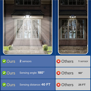 Luz solar para exteriores IP65 resistente al agua 2 sensores de movimiento reflector 7300LM 305 LED ajustable jardín patio garaje foco de seguridad - Product Image 5