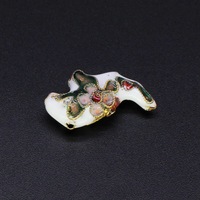 Perle d'espacement éléphant en émail cloisonné traditionnel haute température, filigrane argenté-bleu, accessoire de bijouterie DIY, 19 x 15 mm