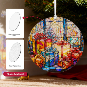 Custom Art Deco <b>Winter</b> Xmas Christmas Gift Box Glass Sun Catchers 16cm Indoor Ready Hang Window <b>Decor</b> - Product Image 3
