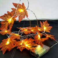 Guirlande lumineuse LED feuille d'érable blanc chaud pour Thanksgiving, étanche IP44, à piles, décorations festives sur le thème de l'automne