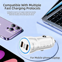 Chargeur de voiture universel 60W PD USB-C double port USB Type C pour allume-cigare, charge rapide pour téléphone portable 30W