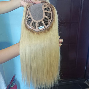 Trouver icône similaire Top qualité 6x7 7x9 soie Base Topper pour cheveux humains racine foncée faits saillants Blonde cheveux humains Topper pour les femmes - Product Image 4