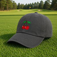 Gorra de Béisbol de Algodón Lavado con 6 Paneles y Bordado de Cereza, Personalizable con Logotipo, al por Mayor OEM/ODM, Ajustable, para Uso Diario