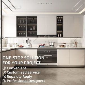 Cao cấp sang trọng hình chữ L tùy chỉnh Modular tủ bếp hiện đại với bồn rửa vòi & bản lề phụ kiện phong cách tối giản cho biệt thự - Product Image 4