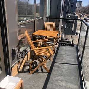 Set Bistrot Pieghevole in Legno di Acacia, 3 Pezzi, Tavolo e Sedie <span class=keywords><strong>da</strong></span> Esterno per <span class=keywords><strong>Balcone</strong></span>, Giardino, Portico, Salvaspazio, Resistente alle Intemperie - Product Image 1