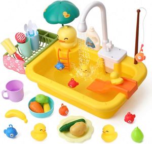 Juego de lavabo eléctrico Duck Dishwasher para niños, juguete de fregadero de educación temprana, juego de simulación entre padres e hijos, juguetes de cocina portátiles personalizados - Product Image 1
