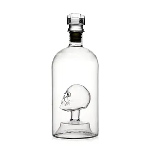 Garrafa de água para bebidas quentes, garrafa de vidro para vodka e tequila, resistente ao calor, de 750 ml, transparente e personalizada em borosilicato