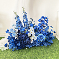 Bunga Hydrangea Buatan 5 Kepala Warna-warni Biru Muda Tanpa Daun untuk Dekorasi Pernikahan