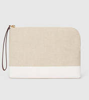 Pochette de maquillage spacieuse en tissu imperméable personnalisé en lin avec sangle en PU, pochette de beauté pour le rangement, les voyages et l'usage quotidien