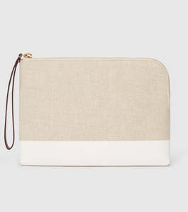 Pochette per Trucchi Personalizzata in Tessuto Resistente all'Acqua, Spaziosa, in Lino con Cinghia in PU, Beauty Case per Conservazione, Viaggi e Uso Quotidiano - Product Image 2