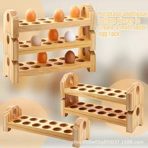 Wooden Egg <b>Storage</b> Rack 20 Capacity Stackable Desktop Organizer <b>For</b> <b>Fridge</b> Cabinet Chicken Duck Eggs Solid Wood Holder - Product Image 4