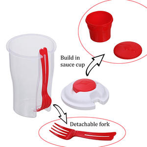 תערובת אישית האביב סלט פירות בקבוק רוטב שייקר בכוס שייקר פלסטיק עם מזון מזלג לקחת את הסיטונאי - Product Image 3