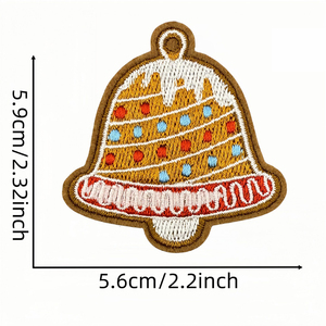 Parches Bordados Termoadhesivos de Hombre de Jengibre Navideño, Apliques Personalizados de Casa, Árbol y Calcetín de Navidad para Decoración de Ropa y Mochilas - Product Image 5